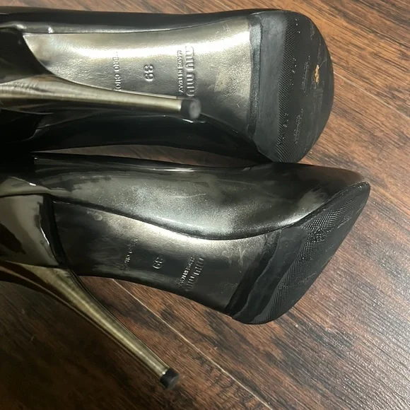 Miu Miu Gunmetal Open Toe Pumps - Picture 4 of 8